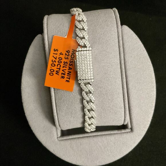 6mm Genuine Moissanite Miami Cuban Link Bracelet 8in~ NEW Retail $1,750 - Picture 7 of 16